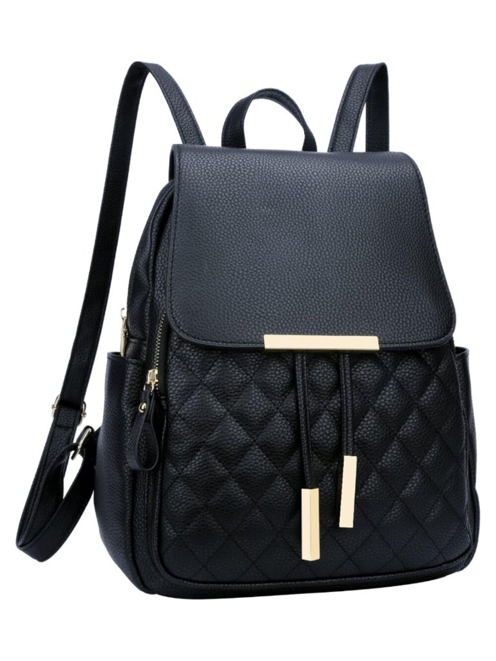 Faux Leather Quilted Backpack Purse Travel Daypack